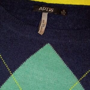 Apt. 9 Women's Crewneck Sweater - Navy and Teal Argyle